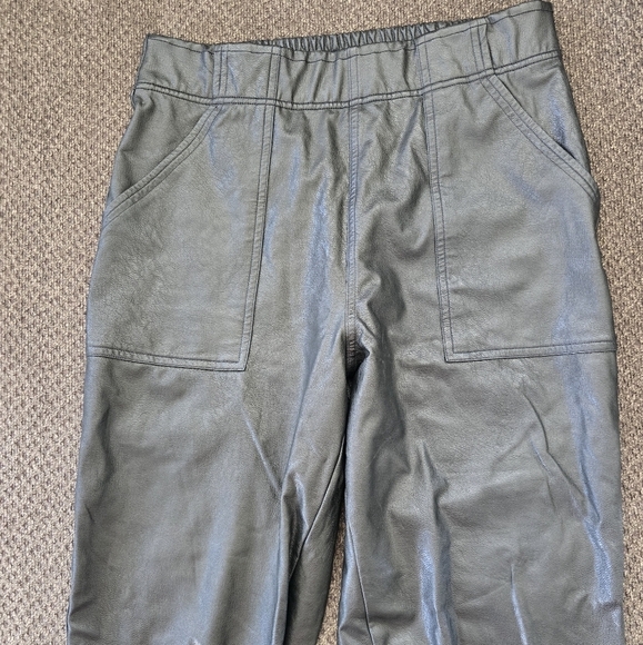 Spanx Leather Pants Small Women Brown Highrise Pull On Pocket Tapered Leg 28x29 - Picture 4 of 10